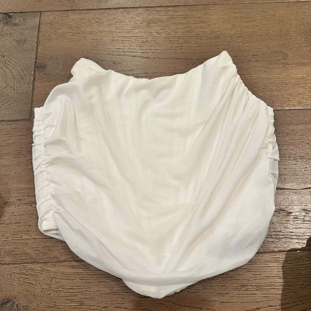 White Ruched Zip-Up Top - Picture 2 of 2